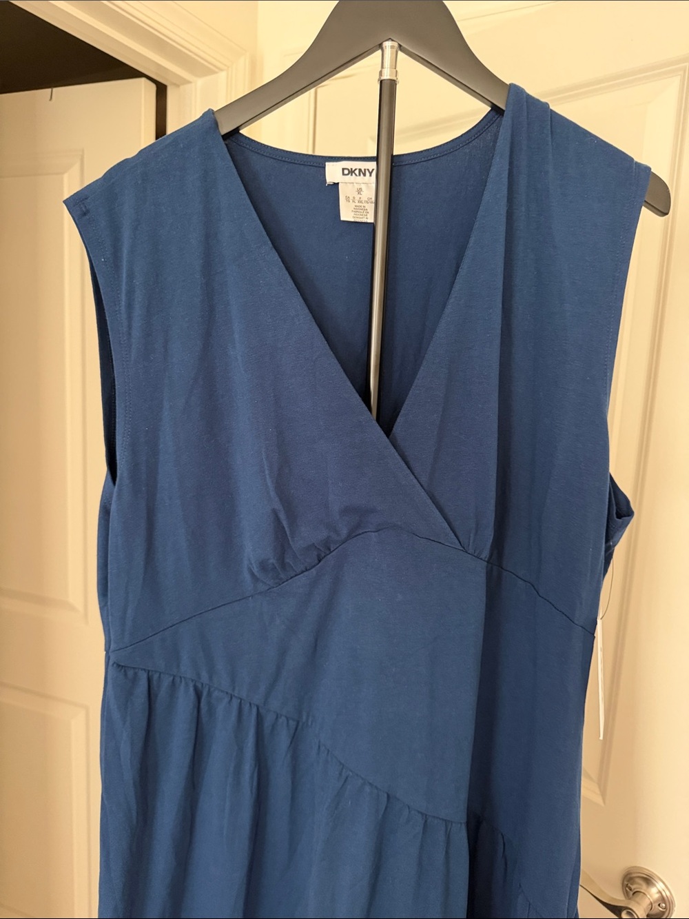 DKNY Deep Blue Sleeveless Wrap-Style Dress